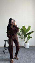 Diana Keten Takım - Kahverengi