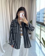 Divola Çizgili Siyah Gömlek - Görsel 2