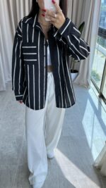 Divola Çizgili Siyah Gömlek - Görsel 4