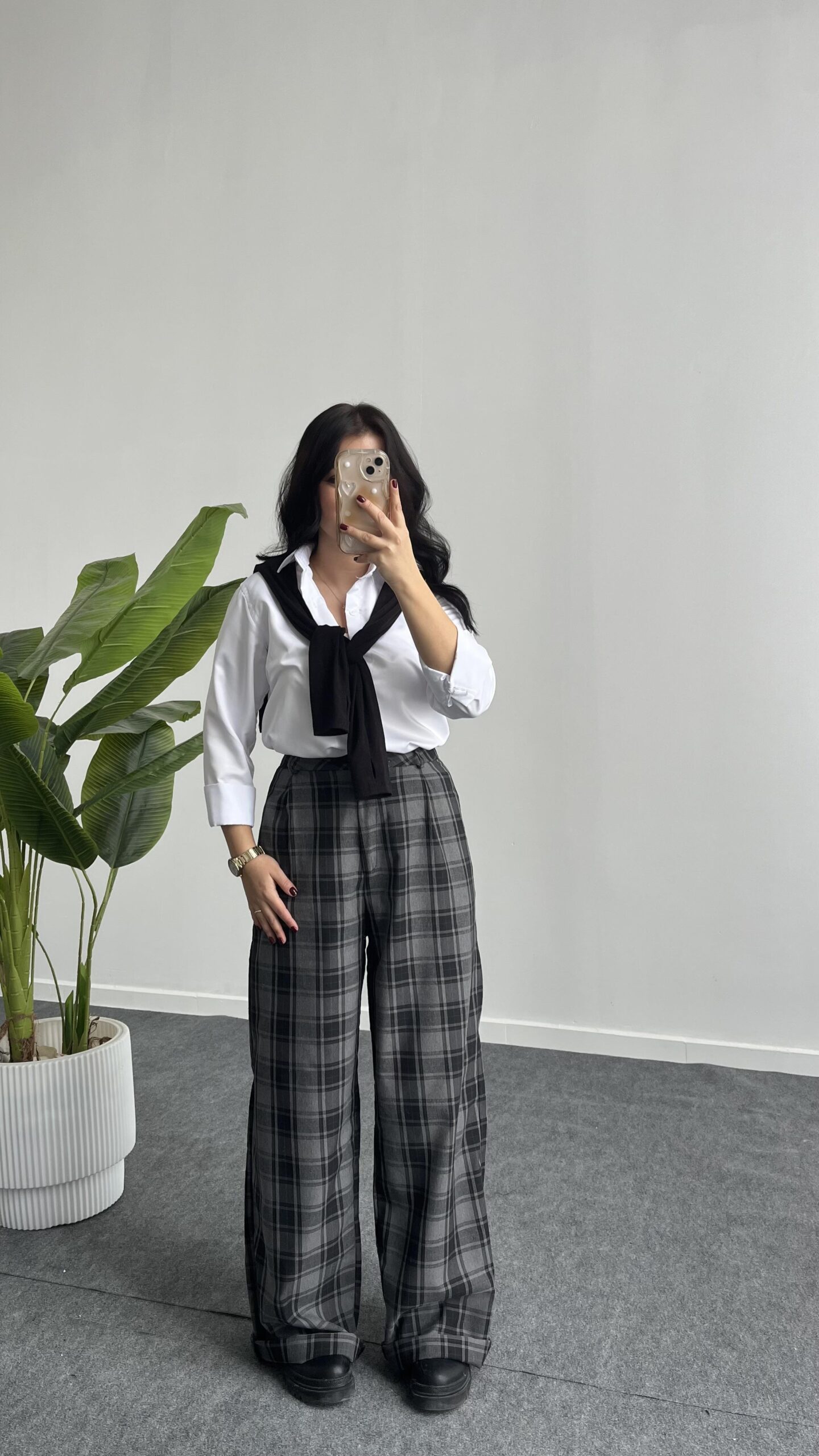 ekose-palazzo-pantolon-gri-b035-.jpeg Ekose Palazzo Pantolon - Gri - Görsel 1