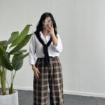 Ekose Palazzo Pantolon - Kahve