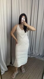 Ekru Ajurlu Elbise - Görsel 4