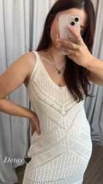 Ekru Ajurlu Elbise - Görsel 2