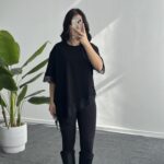 Elly Dantelli Kombine Tişört - Siyah