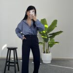 Fancy Düğmeli Crep Pantolon - Lacivert