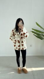 Fermuarlı Oversize Peluş Ceket - Görsel 3