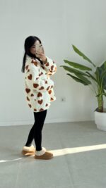 Fermuarlı Oversize Peluş Ceket - Görsel 4