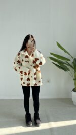 Fermuarlı Oversize Peluş Ceket - Görsel 7