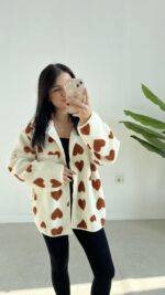 Fermuarlı Oversize Peluş Ceket - Görsel 2