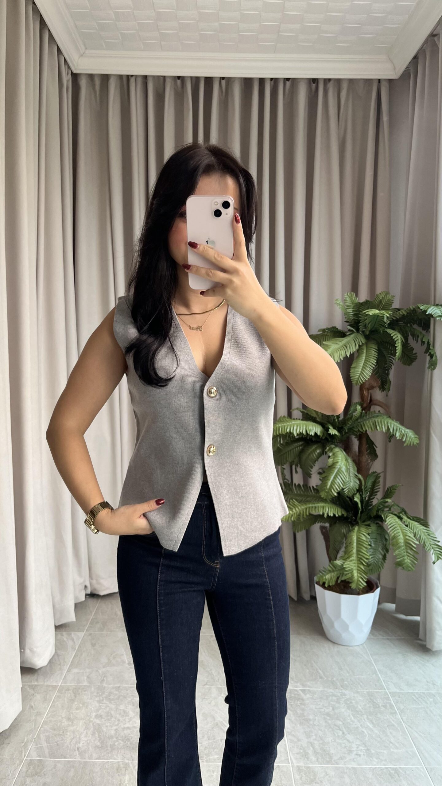 gold-dugmeli-celik-triko-yelek-gri-215-02cb9-.jpeg Gold Düğmeli Çelik Triko Yelek Gri - Görsel 1