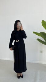 Gold Toka Detaylı Elbise - Siyah - Görsel 10