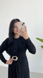 Gold Toka Detaylı Elbise - Siyah - Görsel 2
