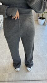 Gri Balıkçı Yaka Fitilli Triko Takım - Görsel 6