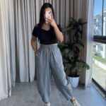 Gri  Balon Model Keten Pantolon