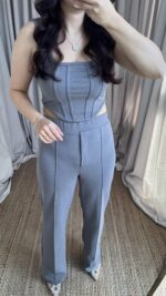 Gri Korse Görünümlü Askılı Takım - Görsel 5