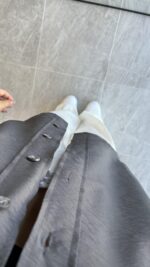 Gri Oversize Bambu Gömlek - Görsel 7