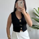 Güneş Aksesuarlı Bluz - Siyah