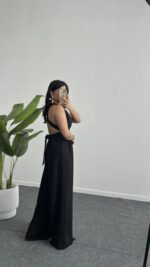 Sırt Dekolteli Tulum - Siyah - Görsel 2