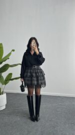 Hanna Ekose Kemerli Etek - Siyah - Görsel 4