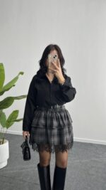 Hanna Ekose Kemerli Etek - Siyah - Görsel 3