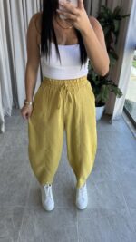 Hardal Balon Model Keten Pantolon - Görsel 6