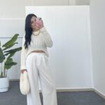 Hira Ajurlu Sakallı Triko Bluz - Ekru