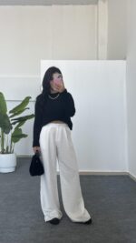 Hira Ajurlu Sakallı Triko Bluz - Siyah - Görsel 7