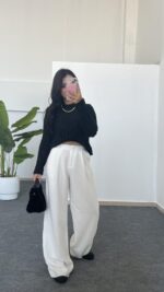 Hira Ajurlu Sakallı Triko Bluz - Siyah - Görsel 3