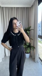 İnci Detaylı Karpuz Kol Hırka