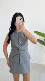 Jessy Takım Görünümlü Elbise - Gri - Görsel 8