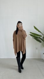 Karden Yırtmaçlı Pelerin - Bisküvi - Görsel 2