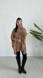 Karden Yırtmaçlı Pelerin - Bisküvi - Görsel 3