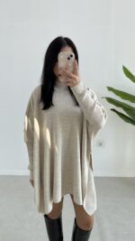 Karden Yırtmaçlı Pelerin - Taş - Görsel 7