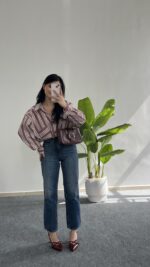 Katre Garnili Bambu Gömlek - Gül Kurusu - Görsel 3