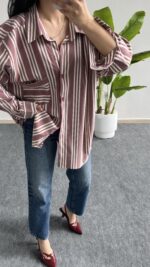 Katre Garnili Bambu Gömlek - Gül Kurusu - Görsel 6