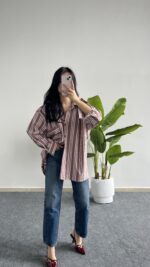 Katre Garnili Bambu Gömlek - Gül Kurusu - Görsel 4