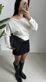 Kayık Yaka Oysho Bluz - Ekru - Görsel 2