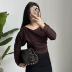 Kayık Yaka Oysho Bluz - Kahve