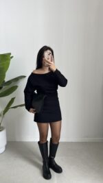 Kayık Yaka Oysho Bluz - Siyah - Görsel 3