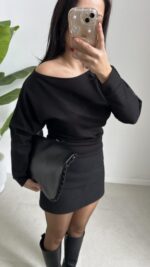 Kayık Yaka Oysho Bluz - Siyah - Görsel 4