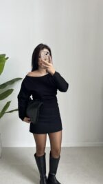 Kruvaze Triko Takım - Siyah - Görsel 9