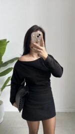 Kruvaze Triko Takım - Siyah - Görsel 11