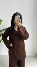 Kruvaze Triko Takım - Kahve - Görsel 2