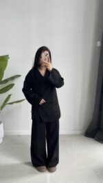 Kruvaze Triko Takım - Siyah - Görsel 4