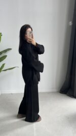 Kruvaze Triko Takım - Siyah - Görsel 5