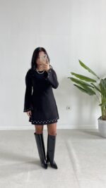 Lavia Drop Detaylı Selanik Elbise - Siyah - Görsel 6