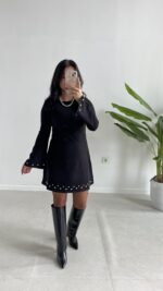 Lavia Drop Detaylı Selanik Elbise - Siyah