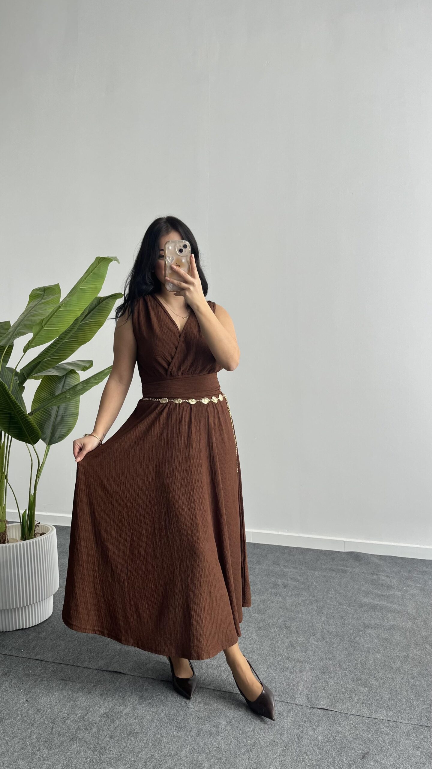 ledia-burumcuk-elbise-kahve-233-b5.jpeg Ledia Bürümcük Elbise - Kahve - Görsel 1