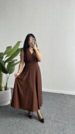 Ledia Bürümcük Elbise - Kahve - Görsel 2