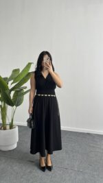 Ledia Bürümcük Elbise - Siyah - Görsel 4